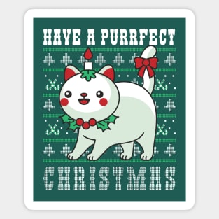 Have a Purrfect Christmas // Funny Ugly Christmas Sweater with Cat Magnet